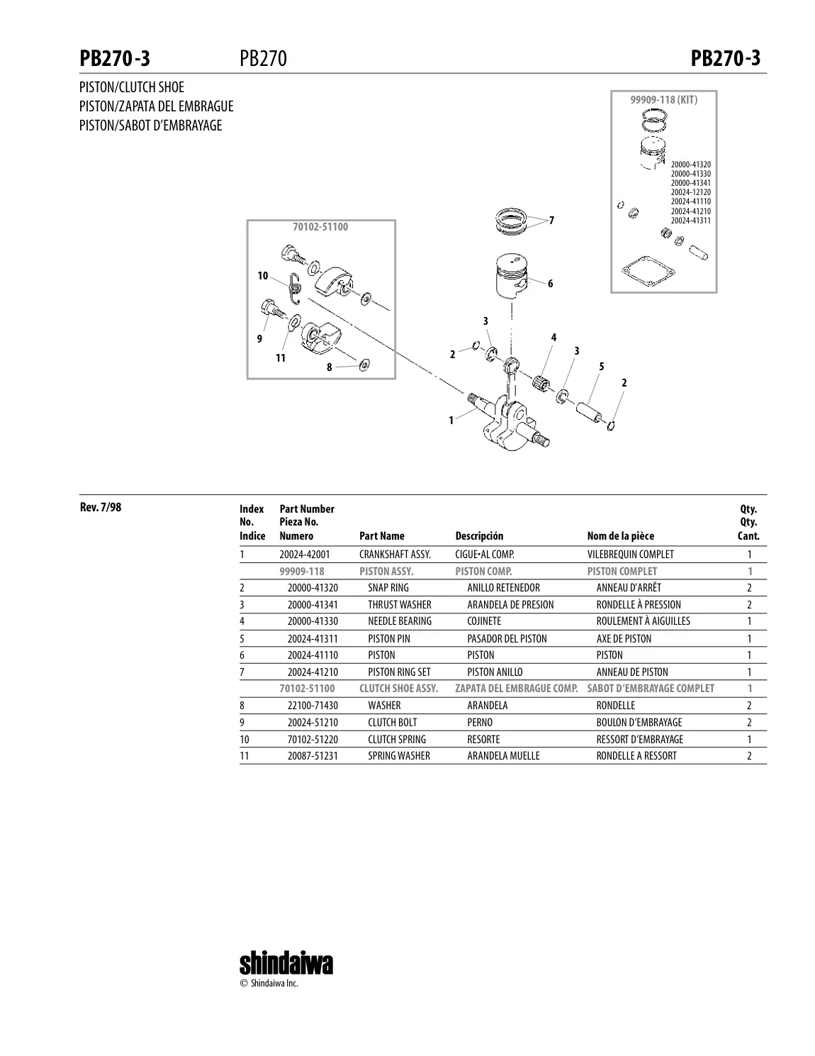 PB270 IPL page 4 - PISTON/SABOT D’EMBRAYAGE