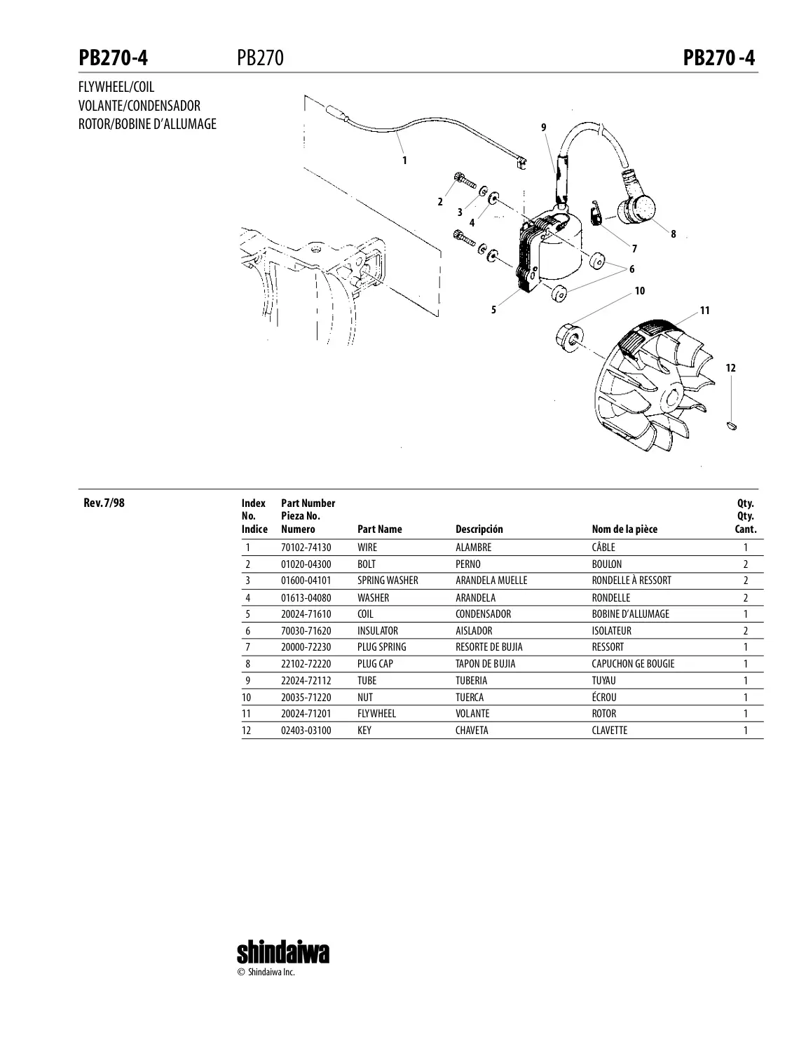 PB270 IPL page 5 - ROTOR/BOBINE D’ALLUMAGE