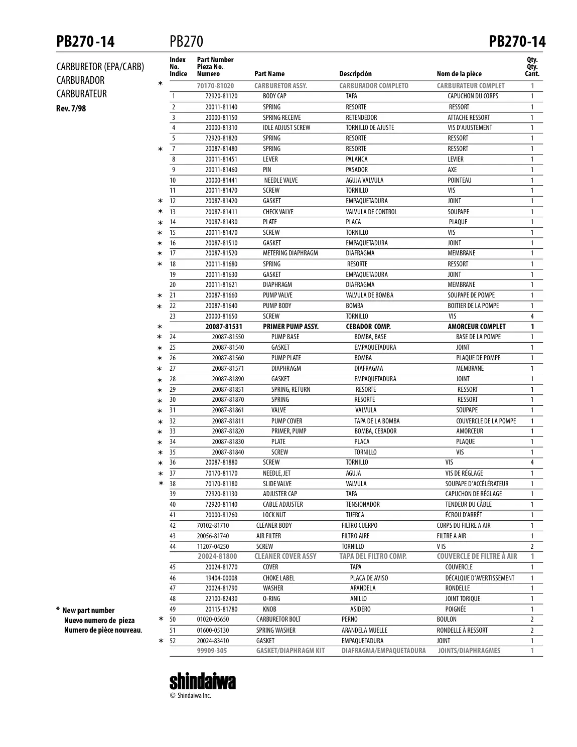 PB270 IPL page 15 - JOINTS/DIAPHRAGMES
