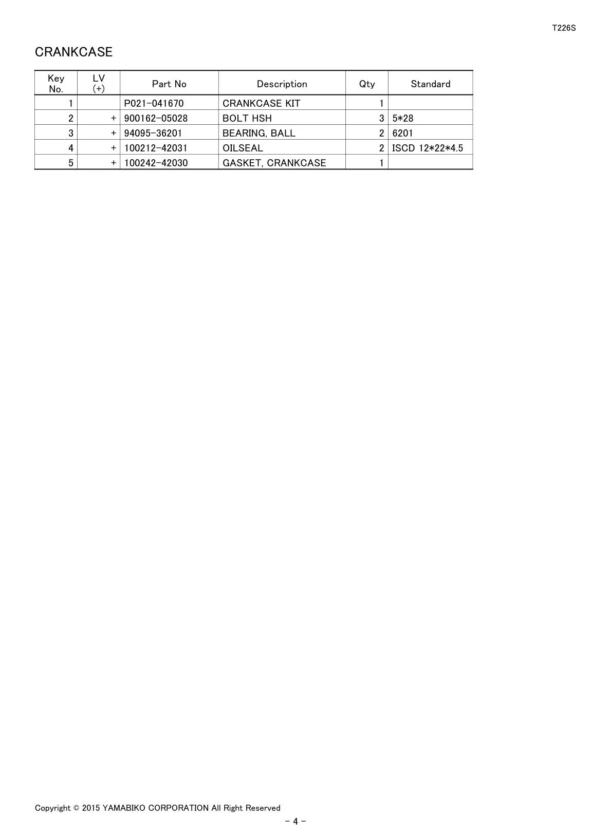 T226S IPL page 6 - CRANKCASE