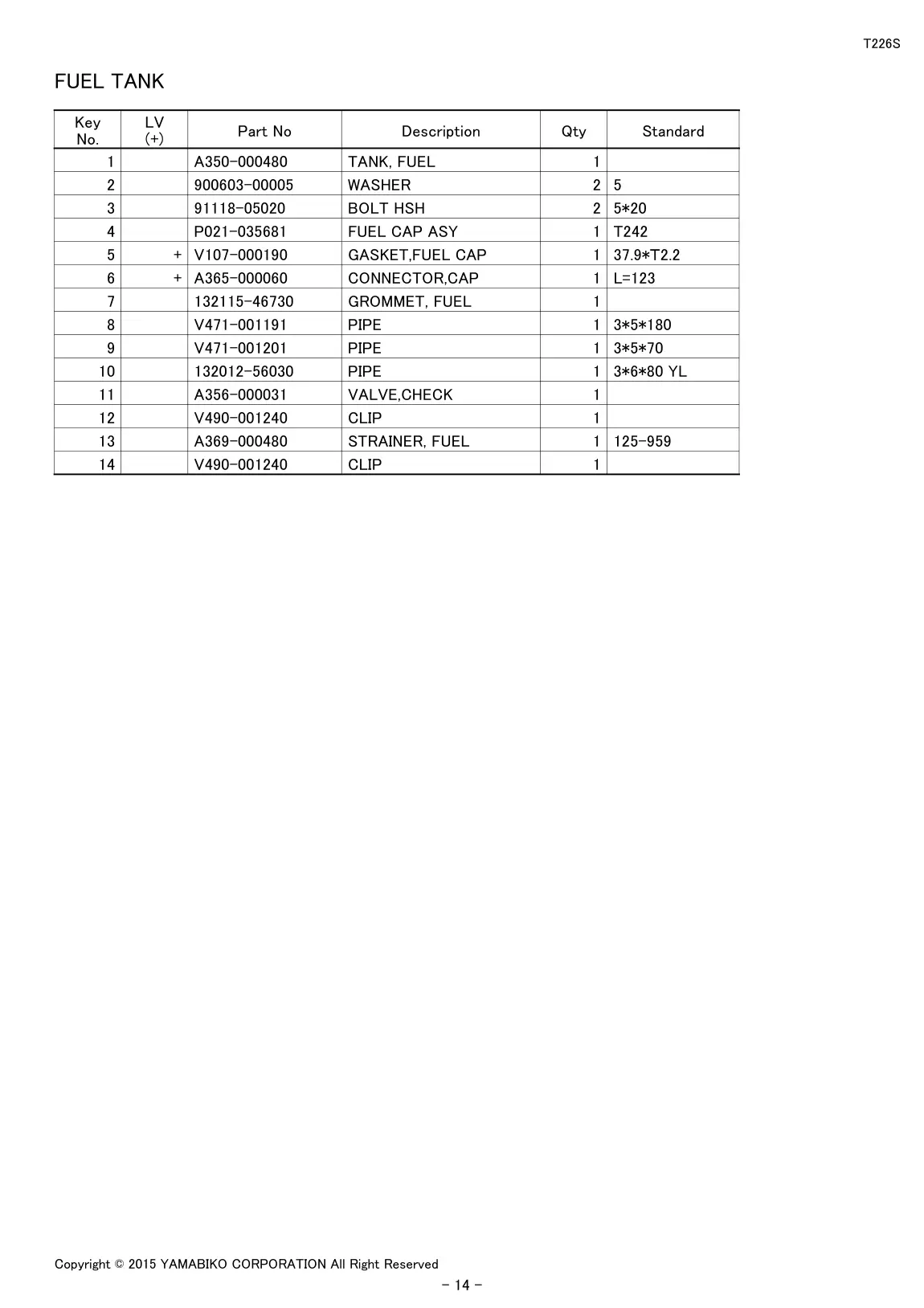 T226S IPL page 16 - FUEL TANK