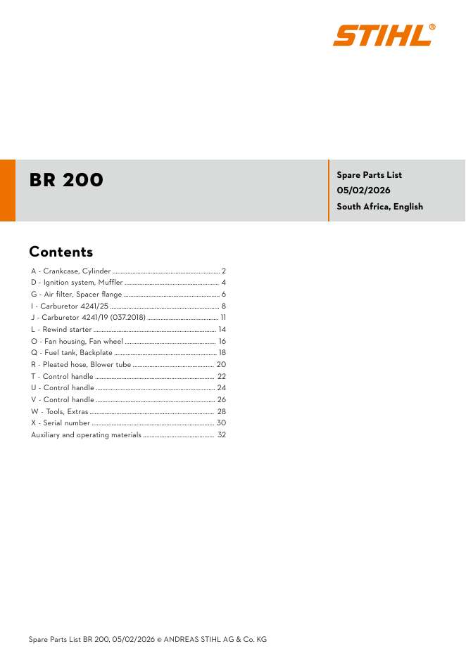 STIHL BR200 IPL Parts Diagram