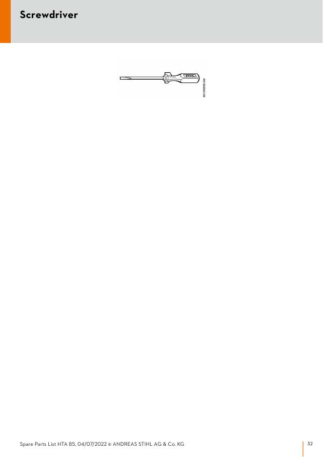 STIHL HTA85 IPL Parts Diagram Screwdriver diagram