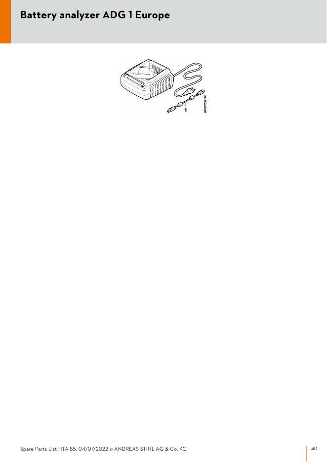 STIHL HTA85 IPL Parts Diagram Battery analyzer ADG 1 Europe diagram
