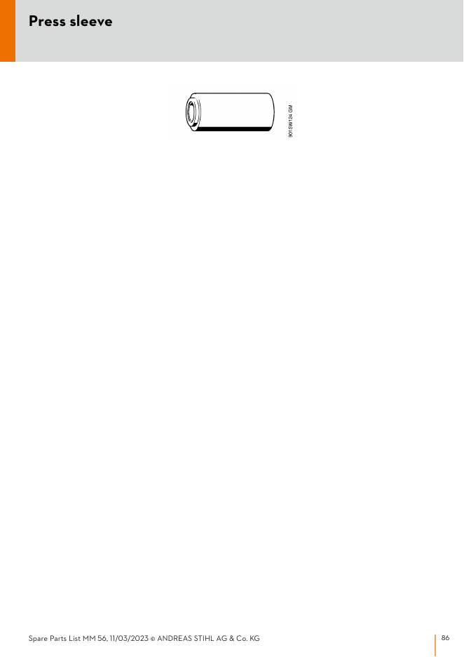STIHL MM56 IPL Parts Diagram Press sleeve diagram