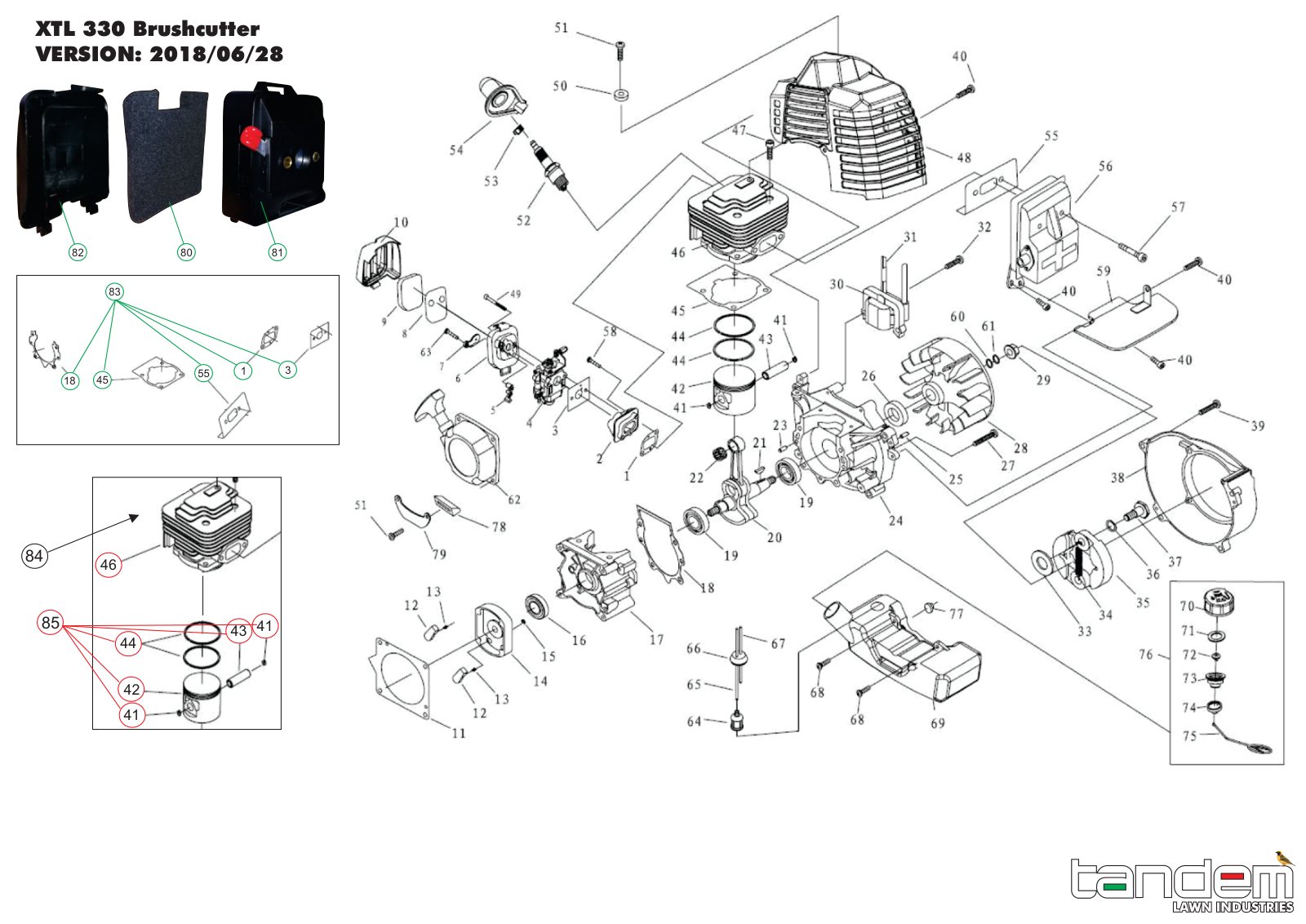Tandem Brushcutter XTL330 IPL Parts Diagram
