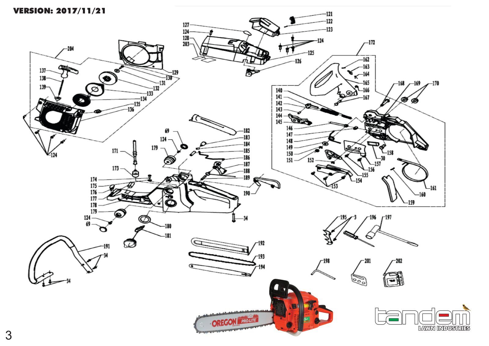 Tandem Chainsaw ZT520 & ZT580 IPL Parts Diagram diagram page 3