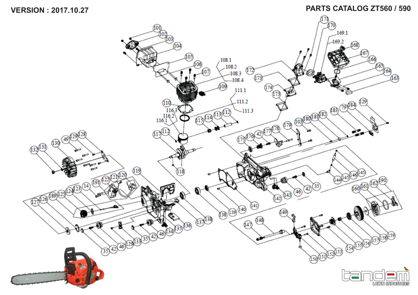 Tandem Chainsaw ZT560 & ZT590 IPL Parts Diagram diagram page 3