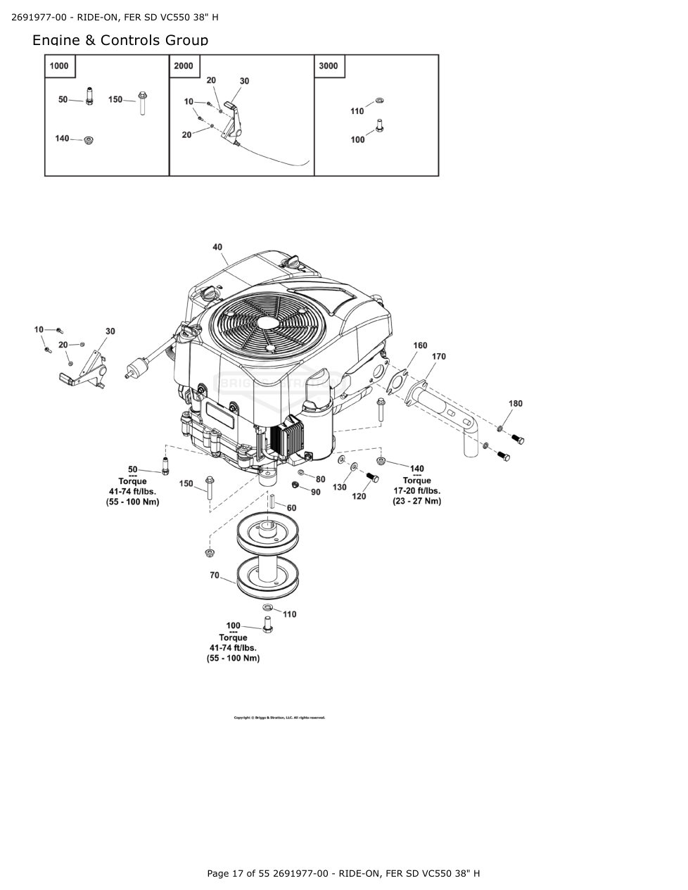 Victa VSR38 FER SD VC550 38 Inch Ride On Mower IPL Parts Diagram Engine & Controls Group diagram