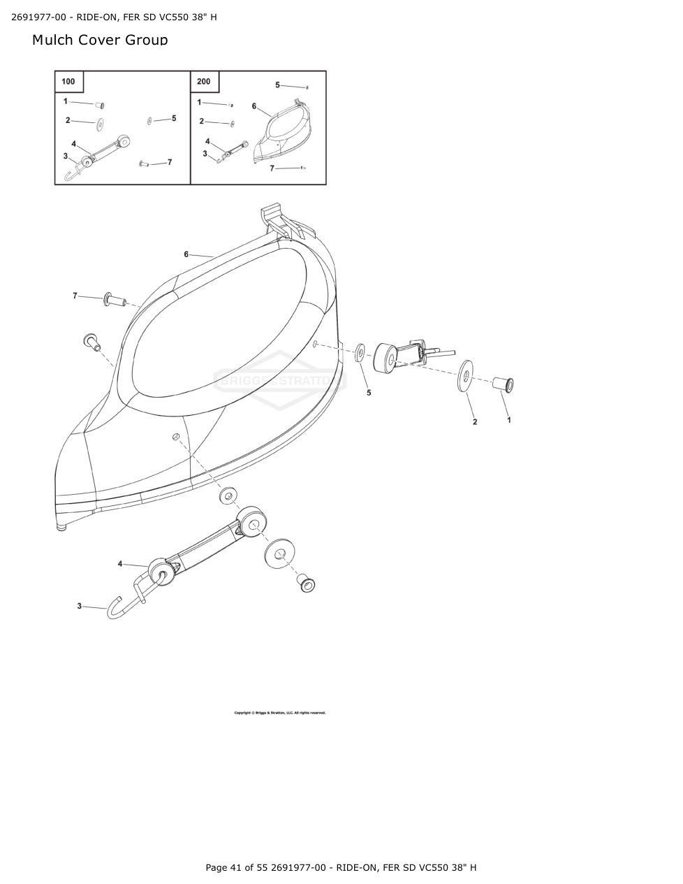Victa VSR38 FER SD VC550 38 Inch Ride On Mower IPL Parts Diagram Mulch Cover Group diagram