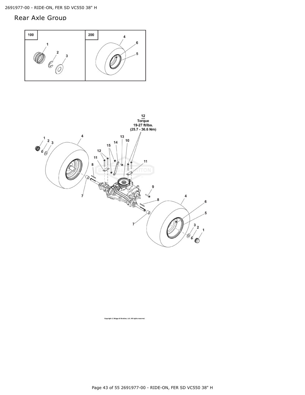 Victa VSR38 FER SD VC550 38 Inch Ride On Mower IPL Parts Diagram Rear Axle Group diagram