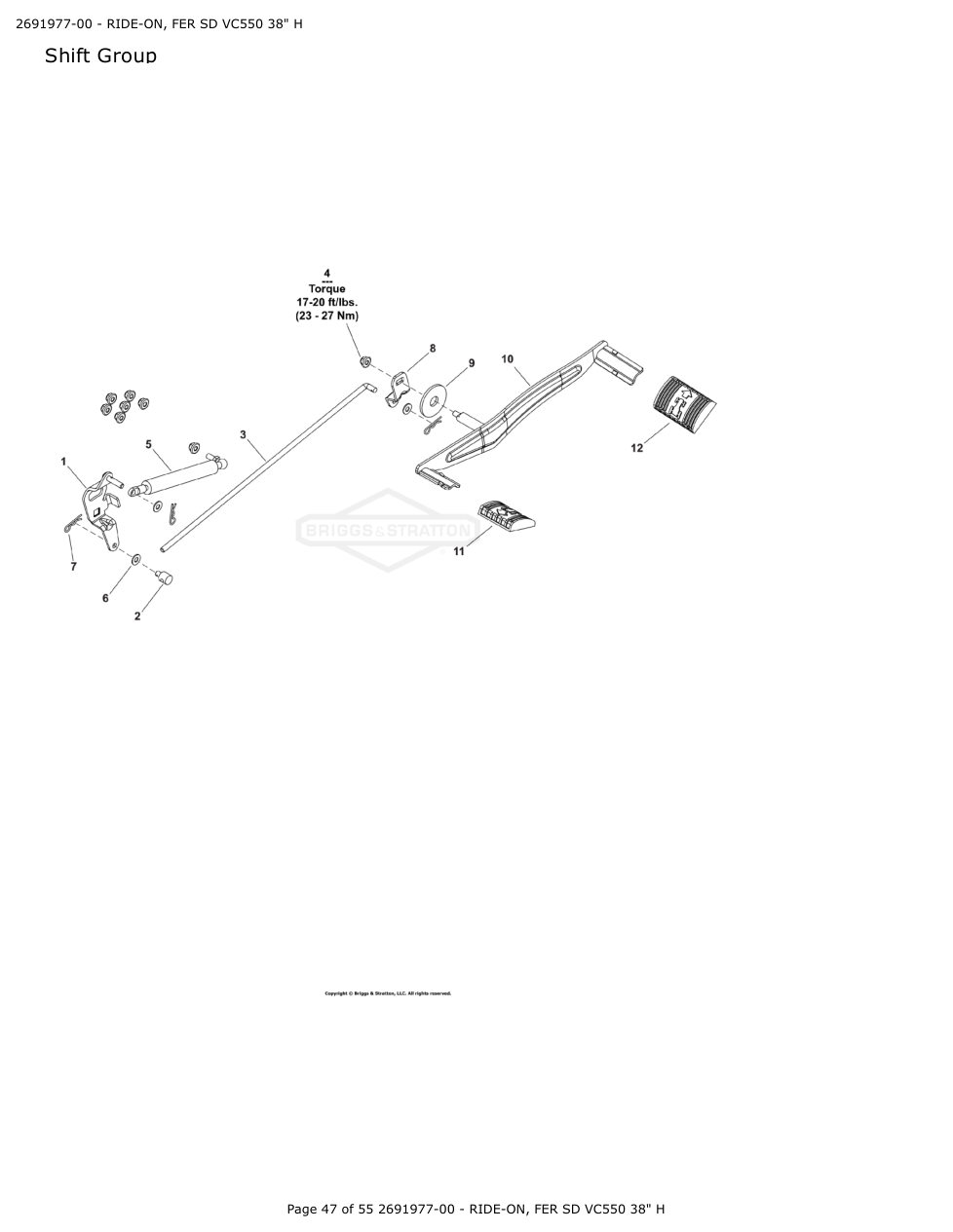 Victa VSR38 FER SD VC550 38 Inch Ride On Mower IPL Parts Diagram Shift Group diagram