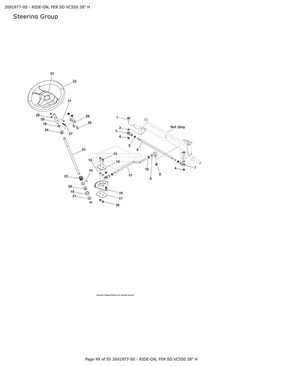Victa VSR38 FER SD VC550 38 Inch Ride On Mower IPL Parts Diagram Steering Group diagram