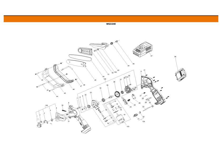 Worx WG324E Exploded Drawing IPL