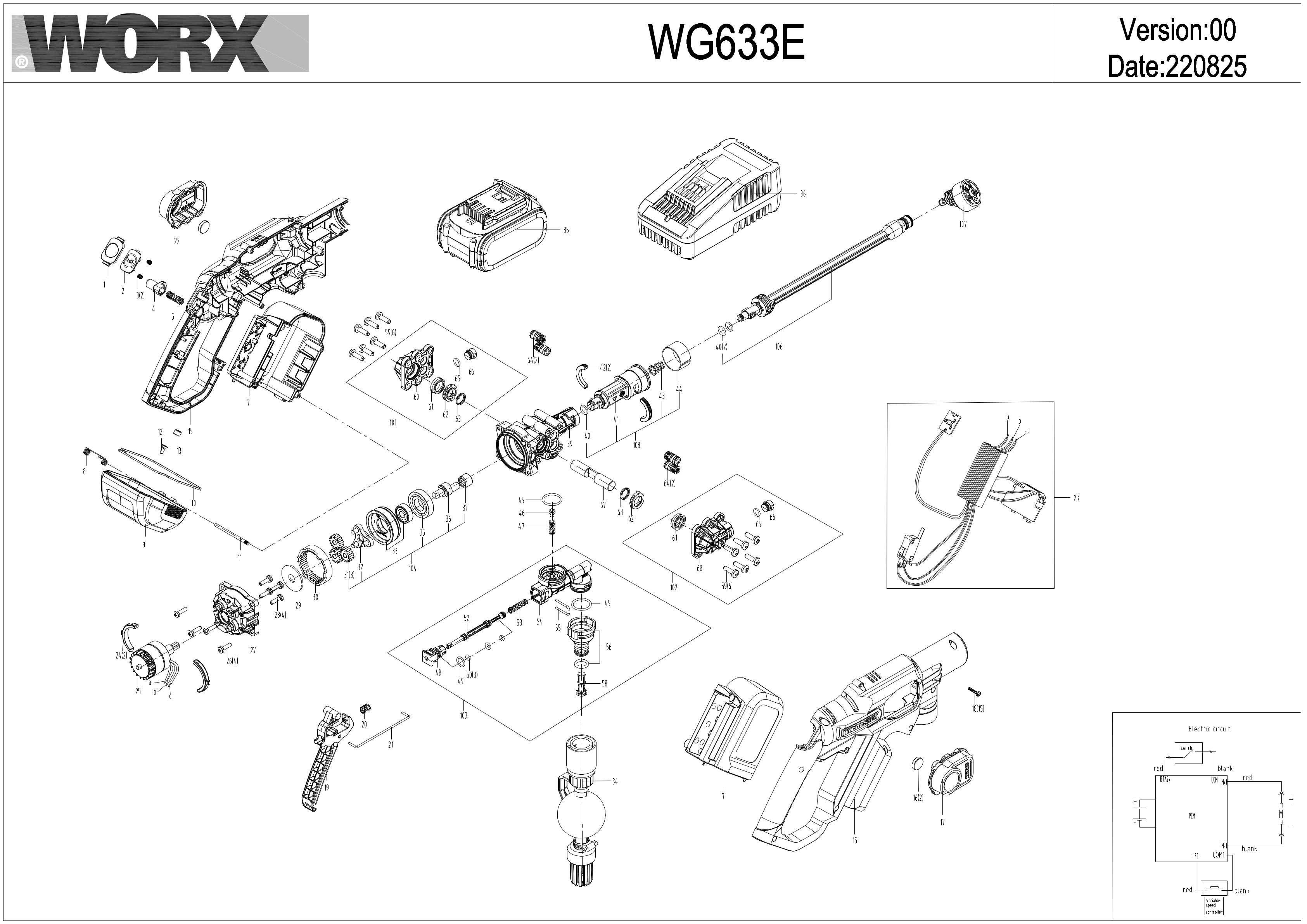 Worx WG633E Exploded Drawing IPL