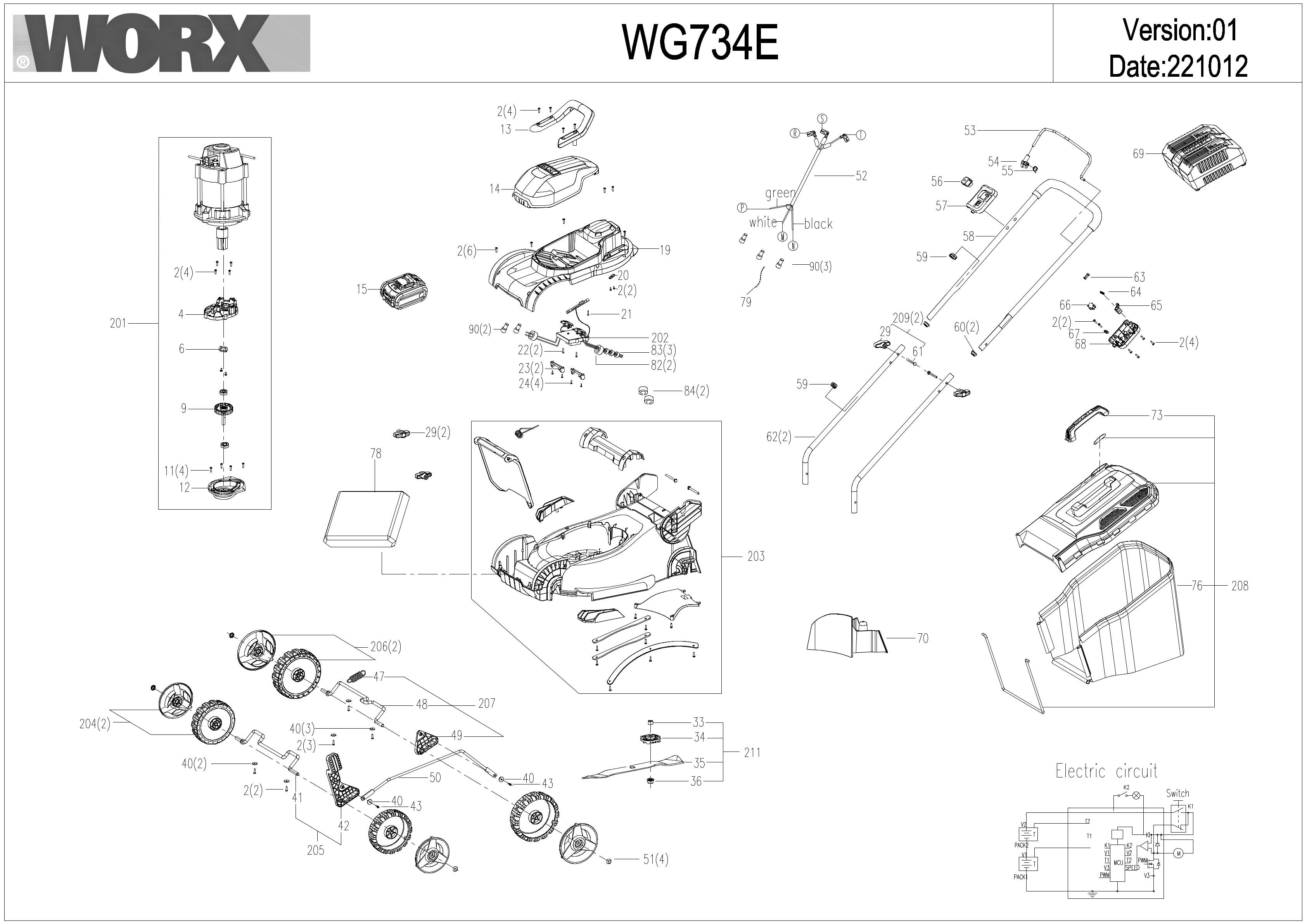 Worx WG734E Exploded Drawing IPL
