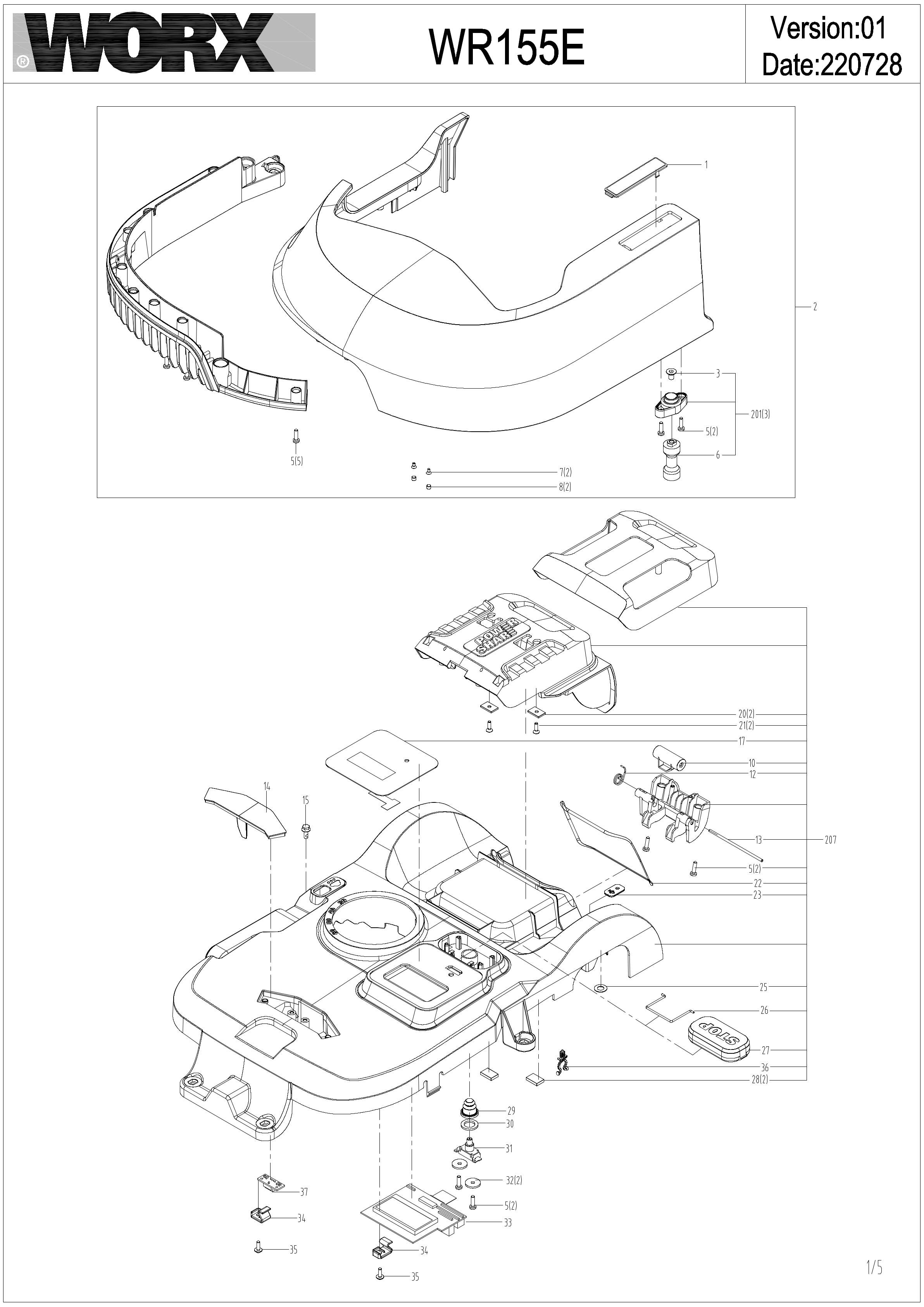 Worx WR155E Exploded Drawing IPL