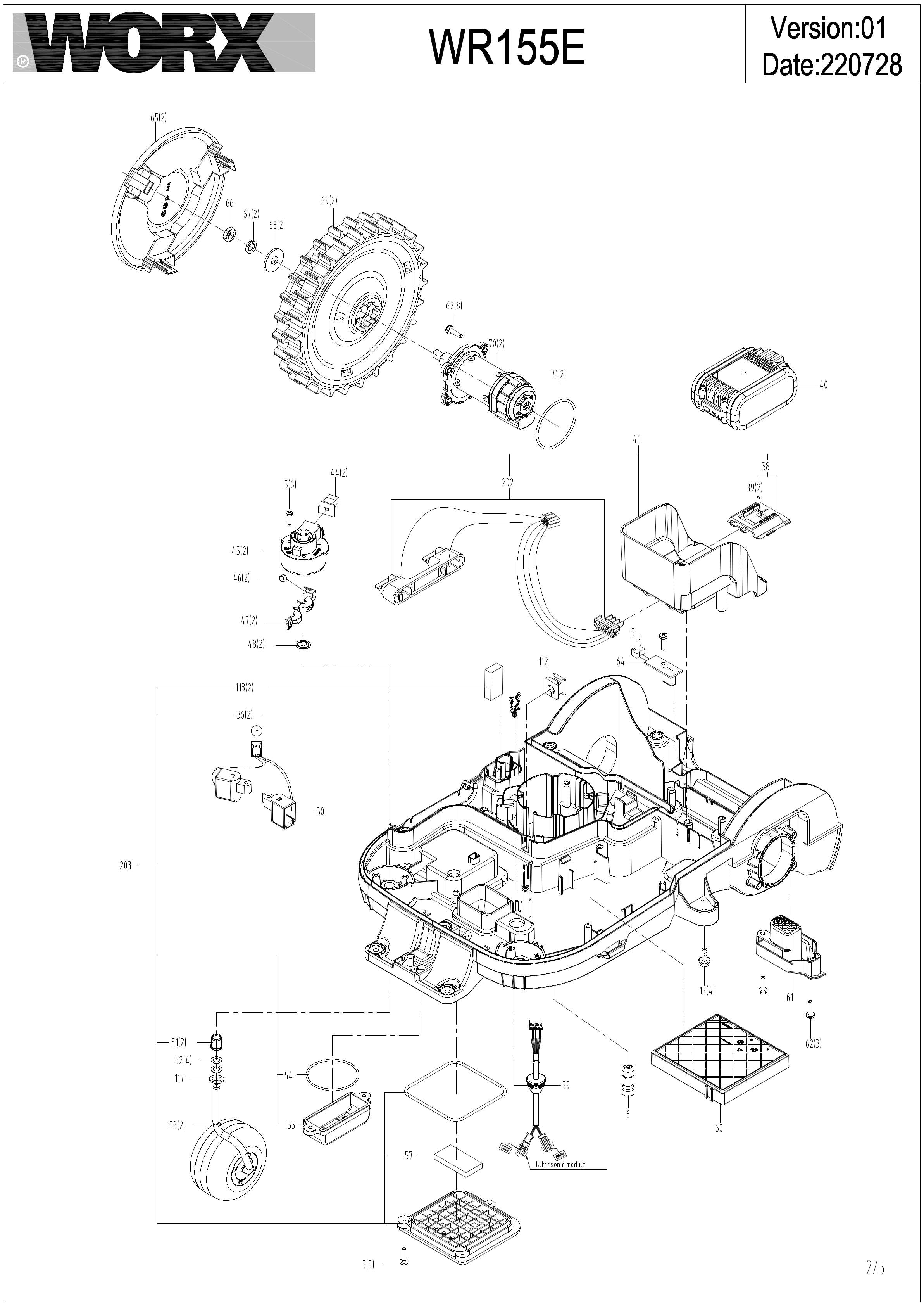 Worx WR155E IPL exploded drawing 2