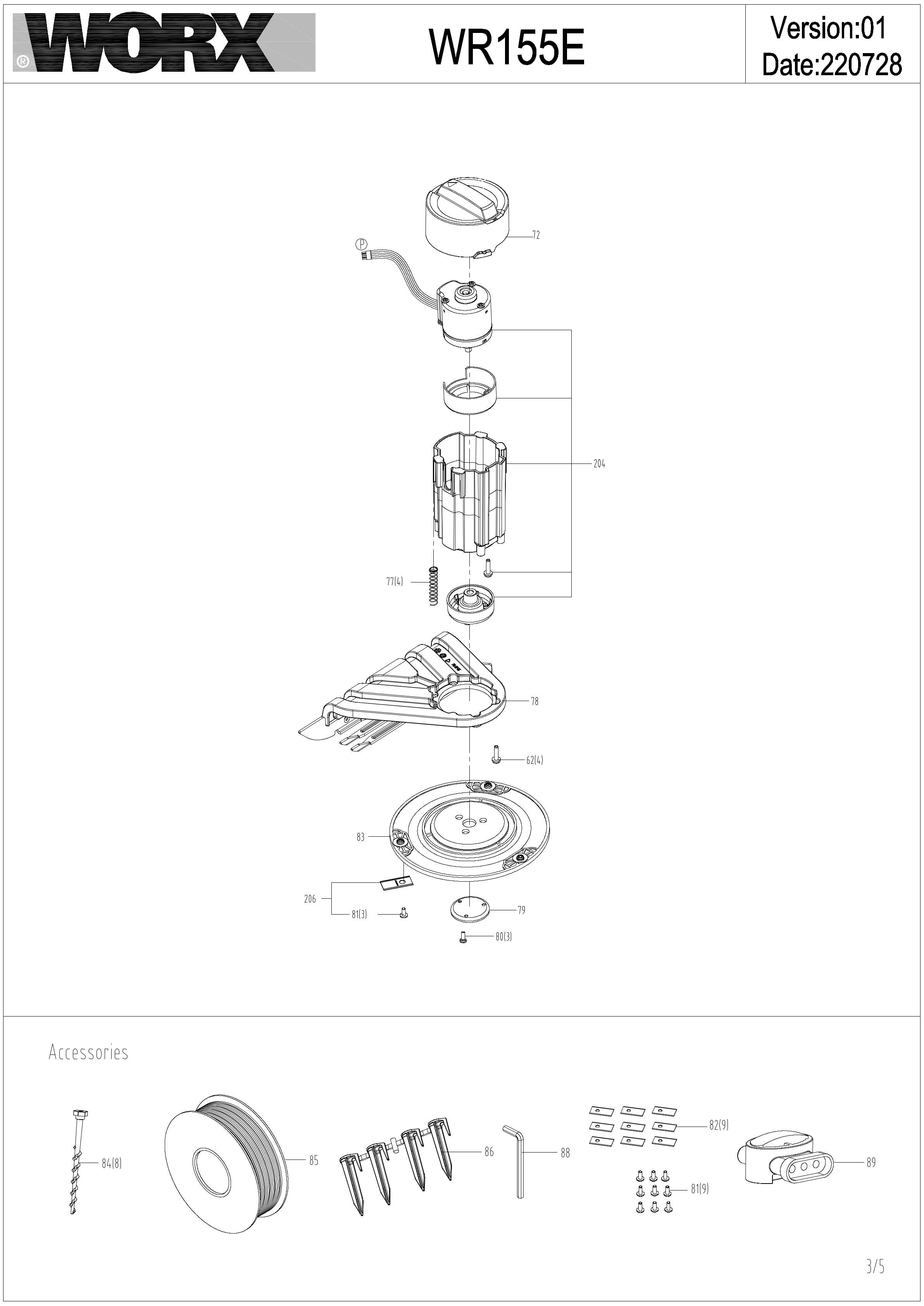 Worx WR155E IPL exploded drawing 3