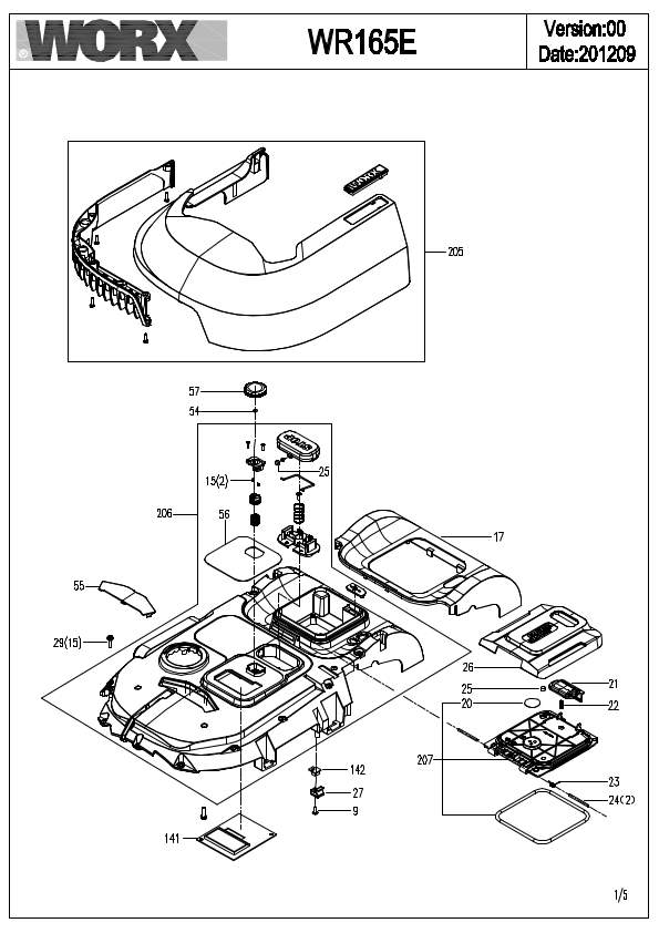 Worx WR165E Exploded Drawing IPL