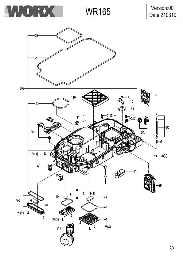 Worx WR165E IPL exploded drawing 2