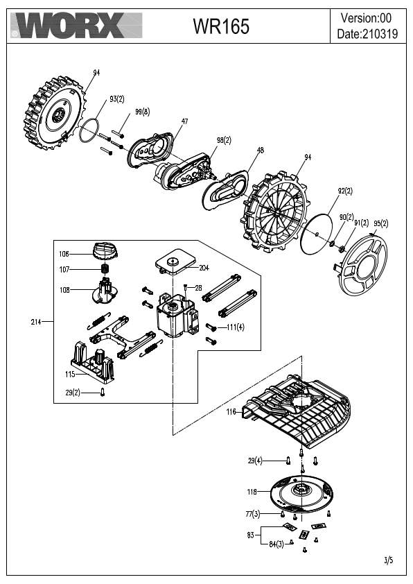 Worx WR165E IPL exploded drawing 3