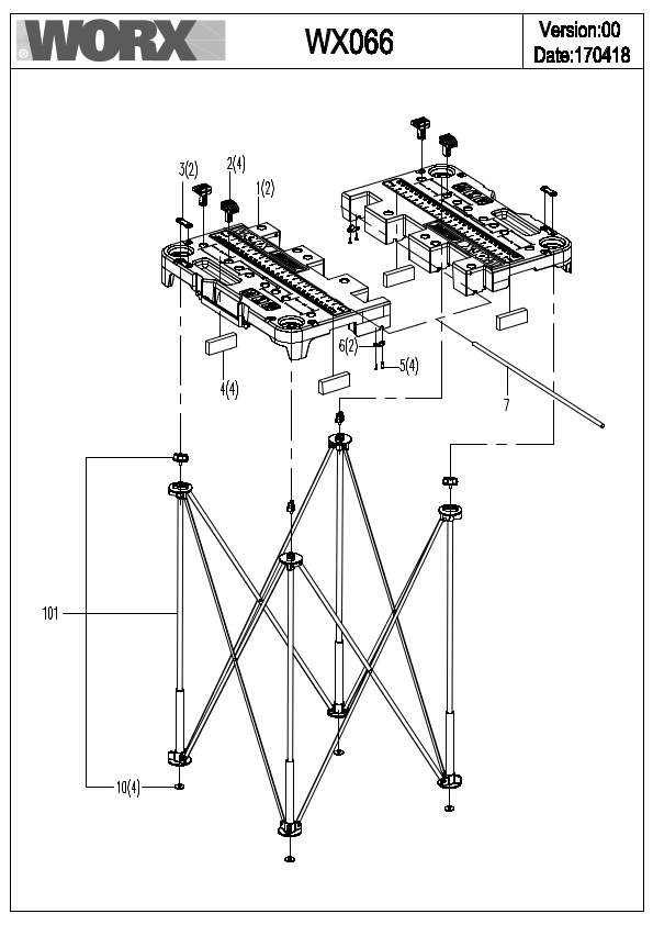 Worx WX066 Exploded Drawing IPL