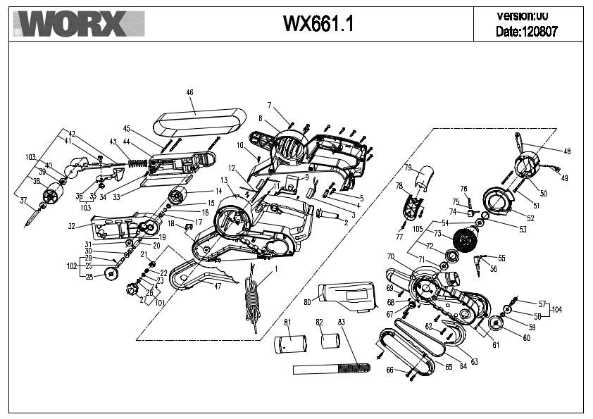 Worx WX661.1 Exploded Drawing IPL
