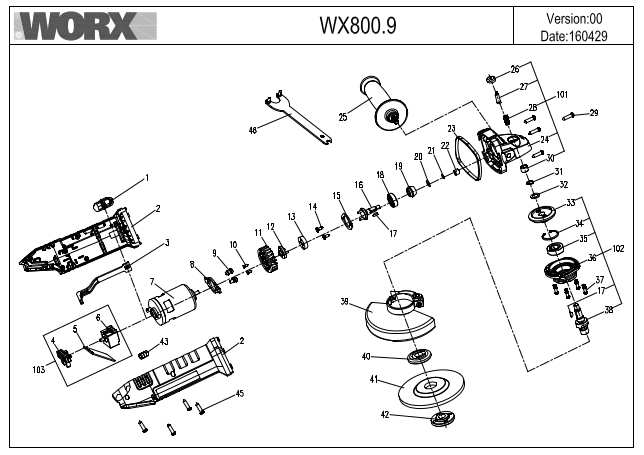 Worx WX800.9 Exploded Drawing IPL