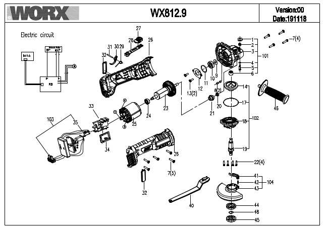 Worx WX812.9 Exploded Drawing IPL