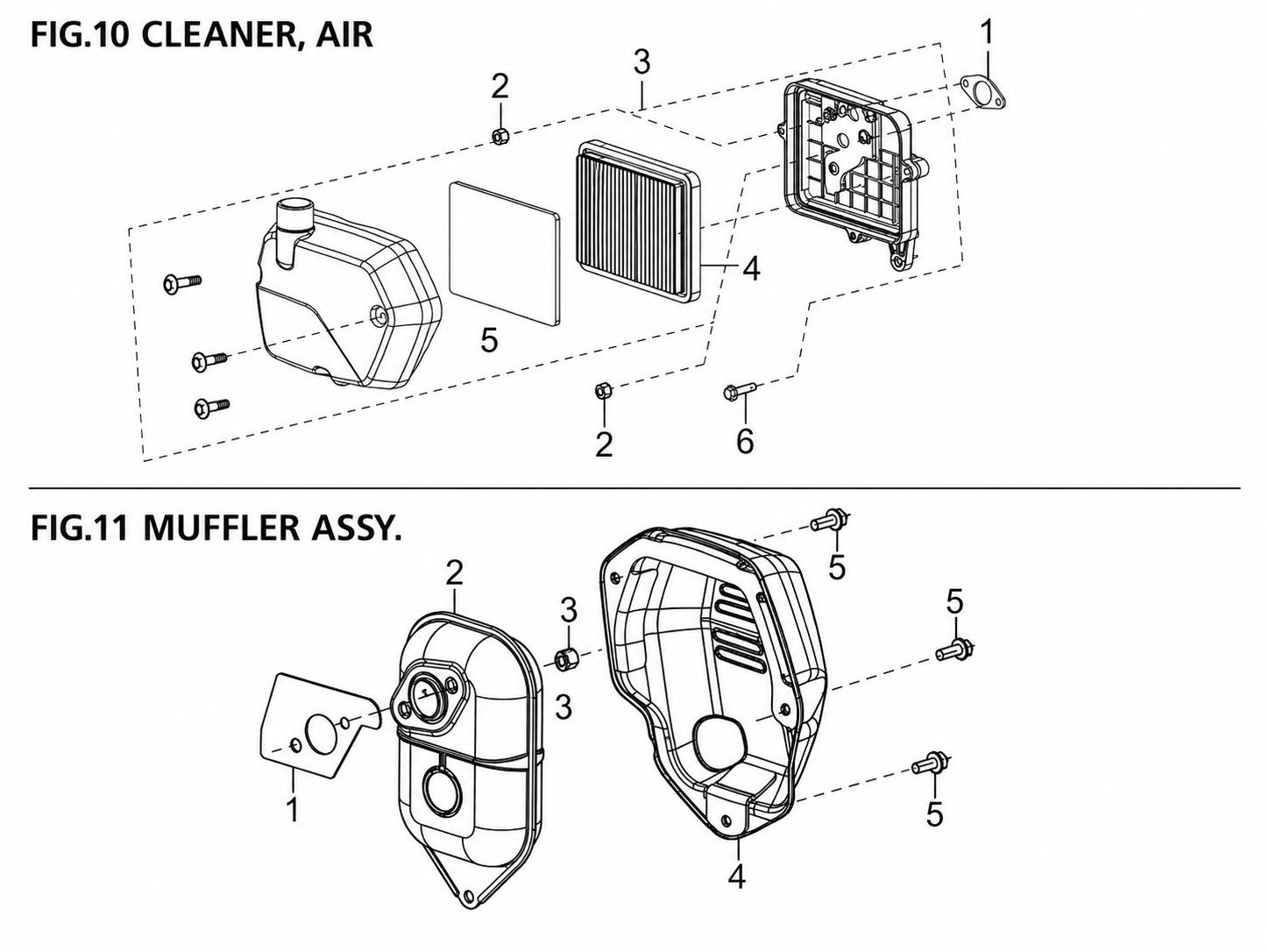 Hyundai H121R FIG.10 and FIG.11 air cleaner and muffler parts diagram