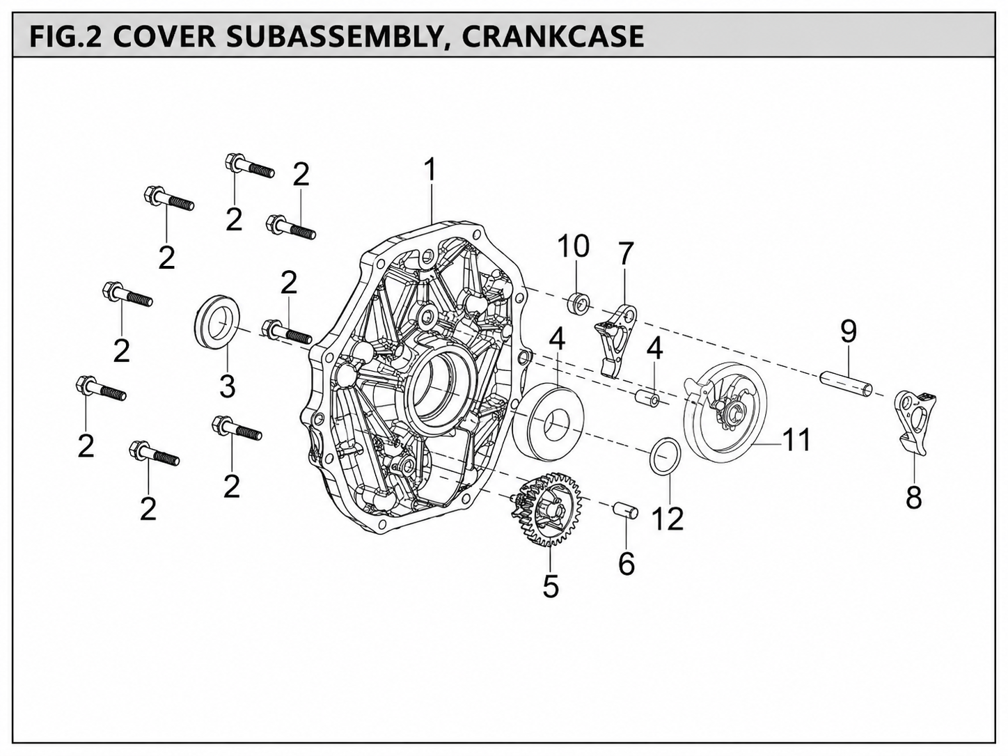 Hyundai H121R FIG.2 crankcase cover parts diagram