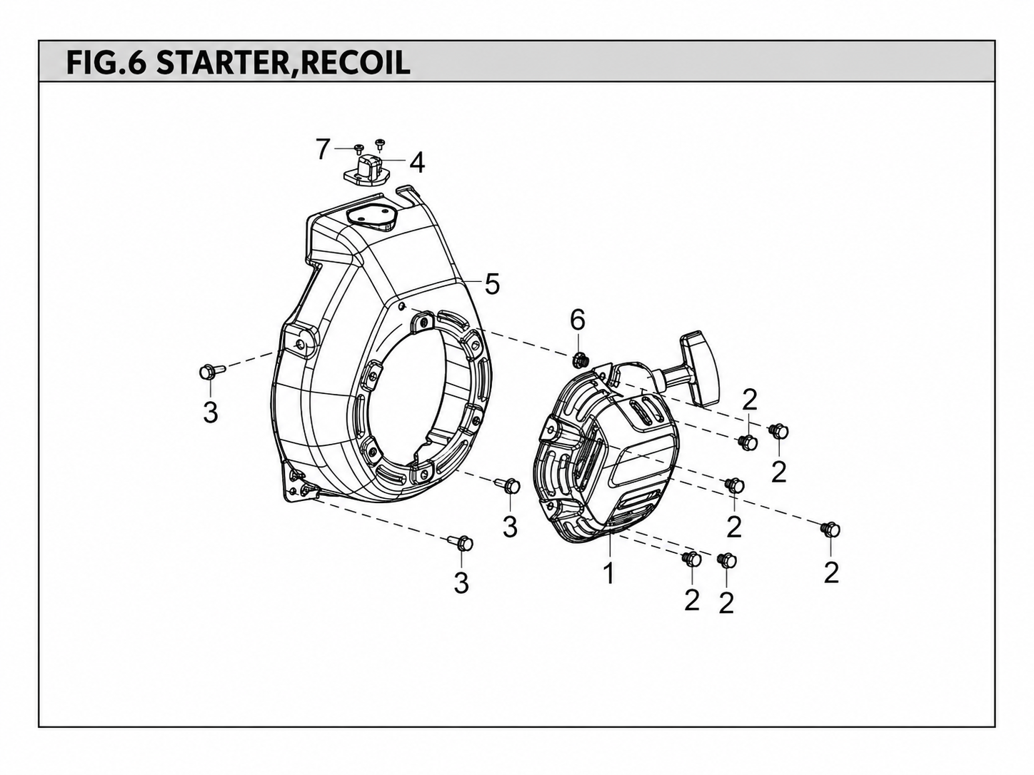 Hyundai H121R FIG.6 recoil starter parts diagram