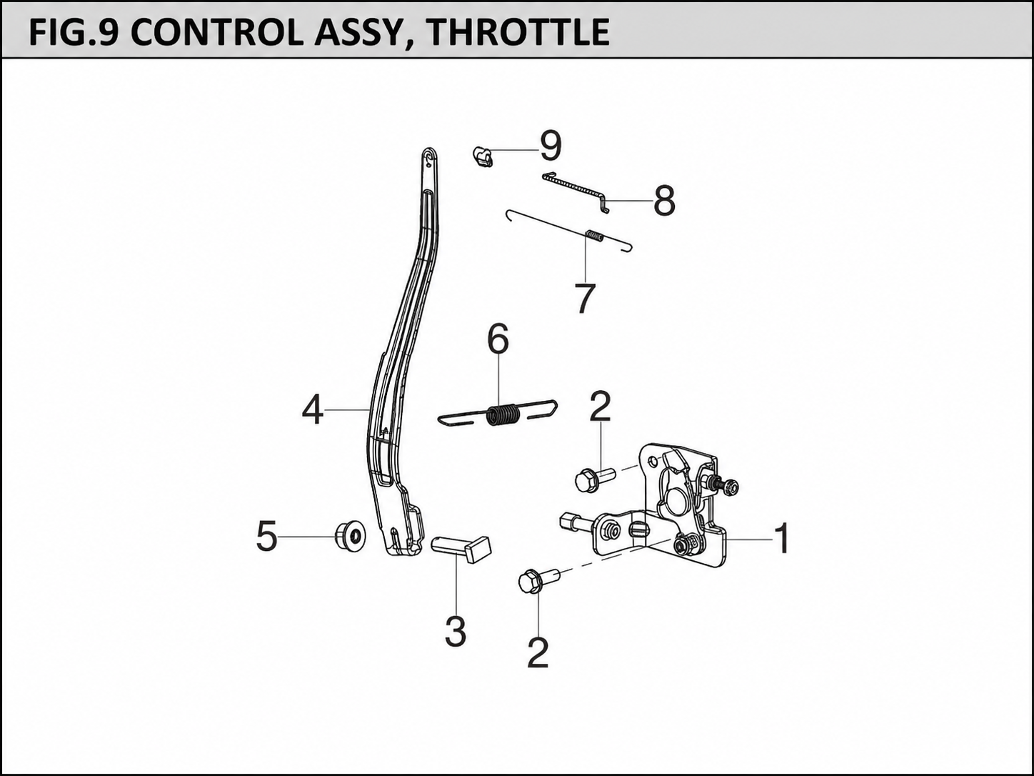 Hyundai H121R FIG.9 throttle control parts diagram