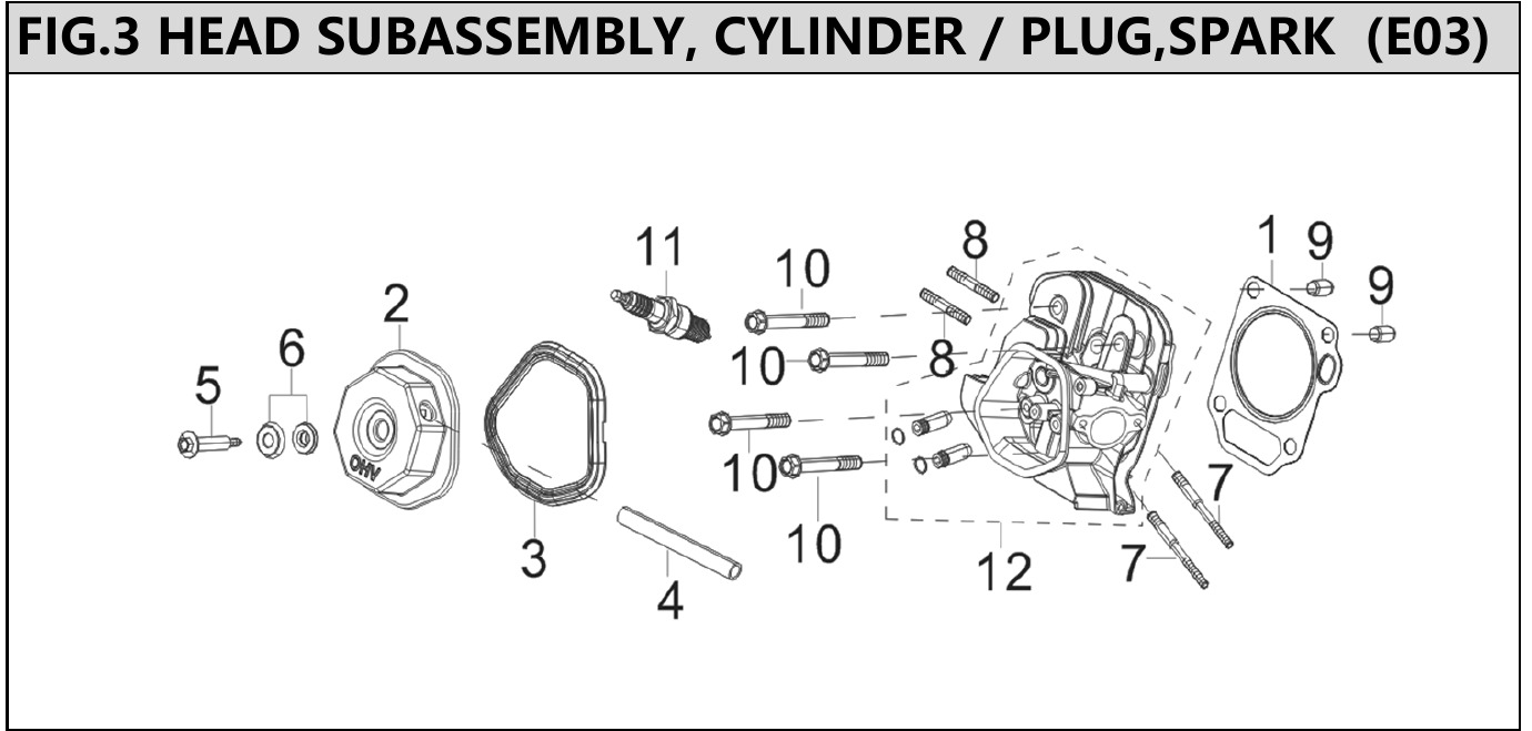 Hyundai H420ET Fig.3 HEAD SUBASSEMBLY, CYLINDER / PLUG, SPARK IPL diagram