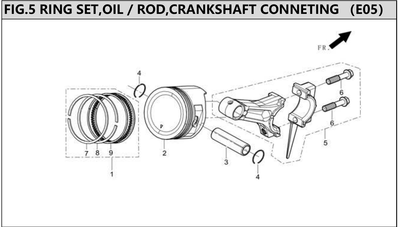 Hyundai H420ET Fig.5 RING SET, OIL / ROD, CRANKSHAFT CONNECTING IPL diagram