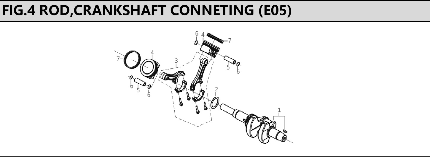 Hyundai H740E Fig.4 ROD, CRANKSHAFT CONNECTING IPL diagram