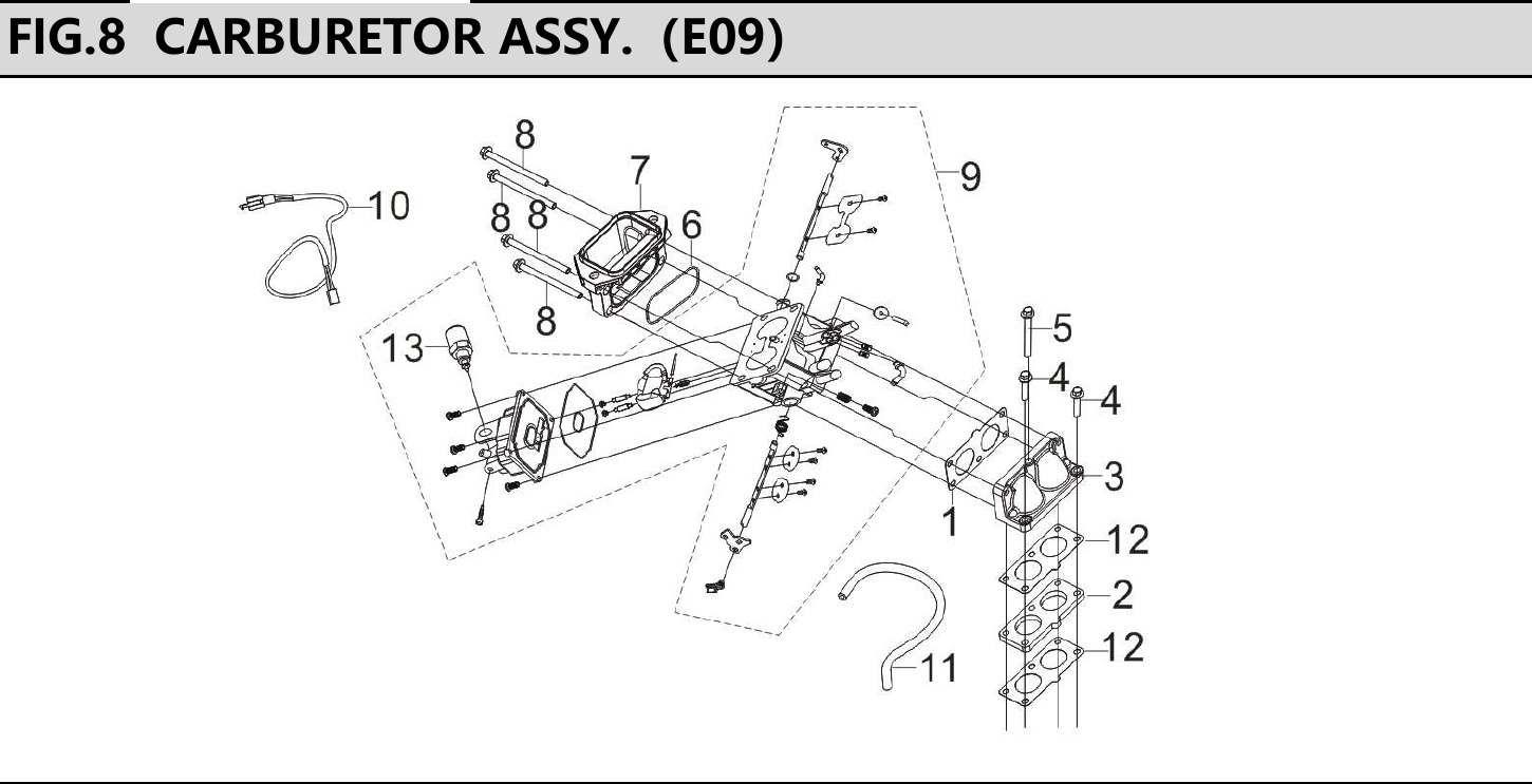 Hyundai H740E Fig.8 CARBURETOR ASSY. IPL diagram