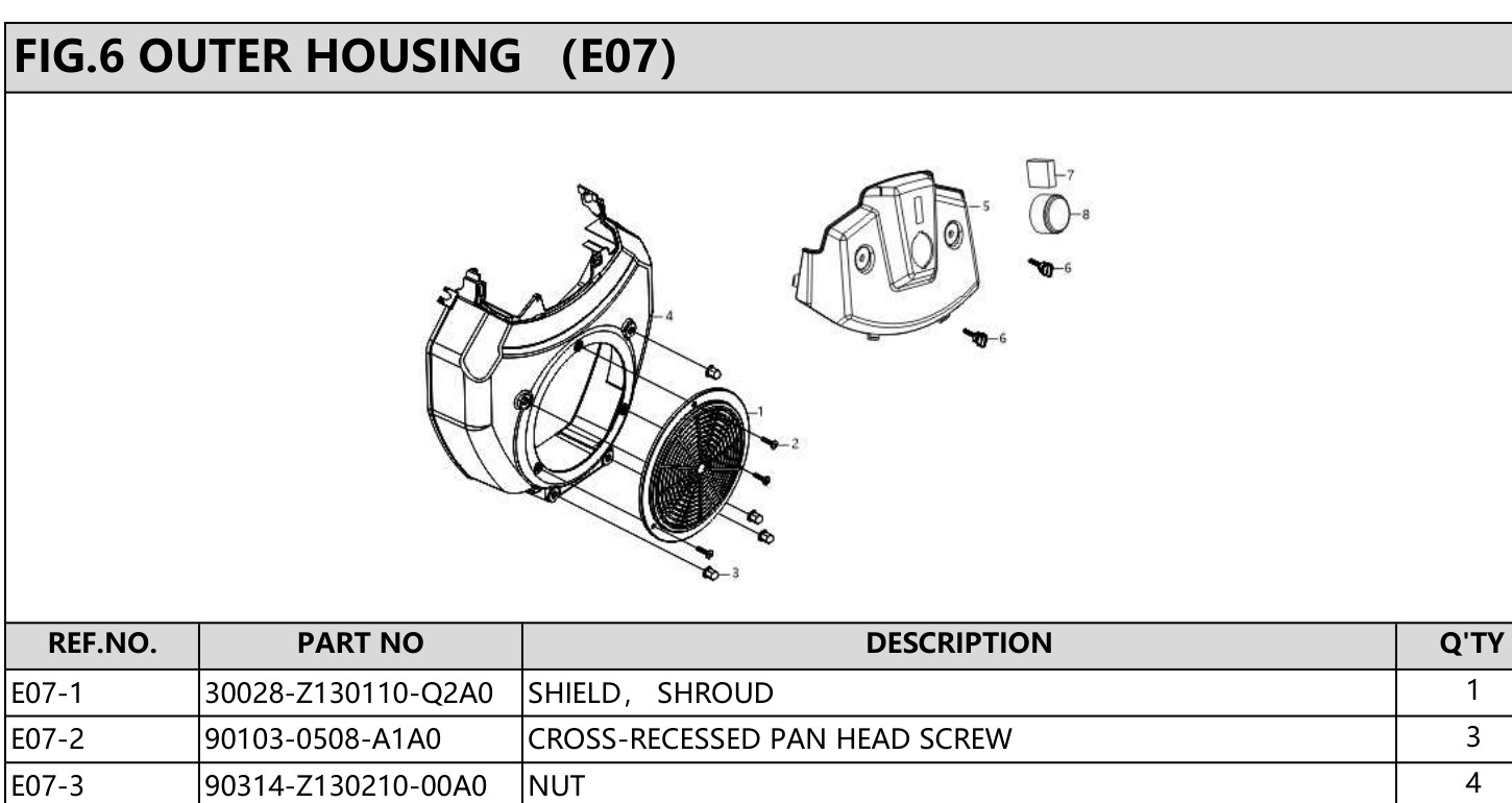 Hyundai H740ET Fig.6 OUTER HOUSING IPL diagram