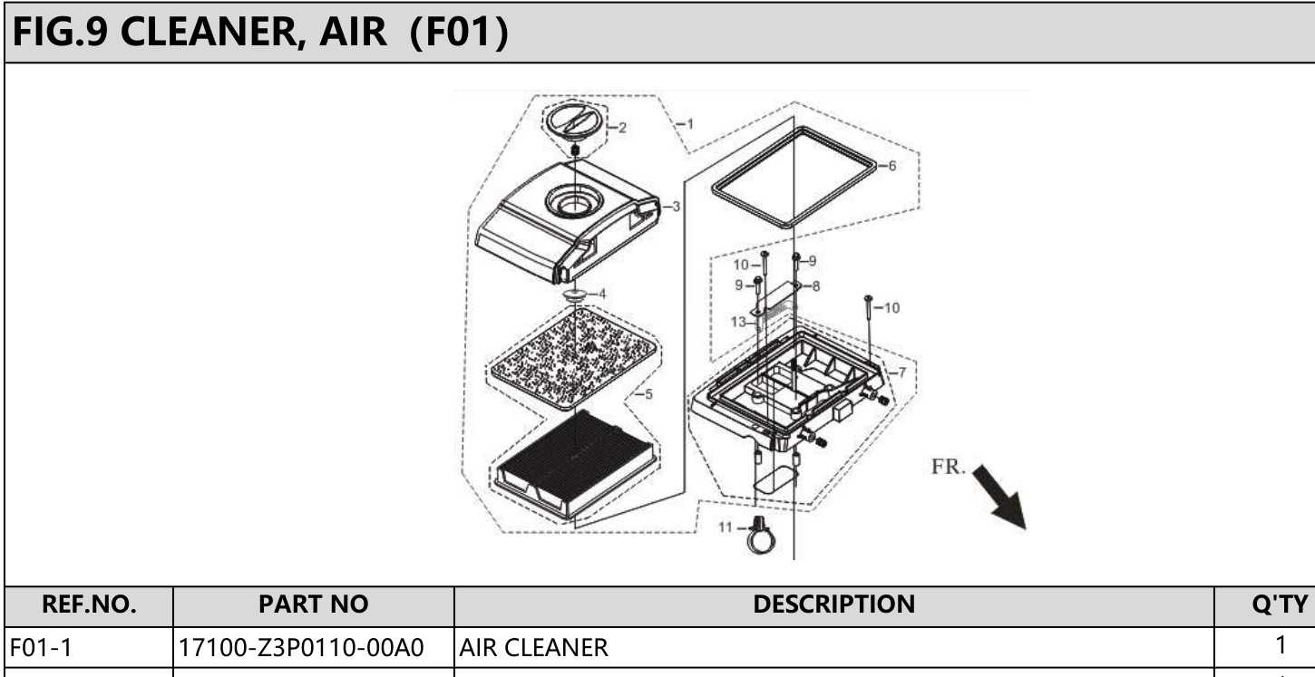 Hyundai H740ET Fig.9 CLEANER, AIR IPL diagram