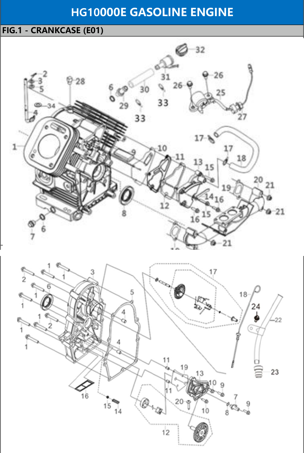 Hyundai HG10000E Crankcase and Crankcase Cover IPL diagram