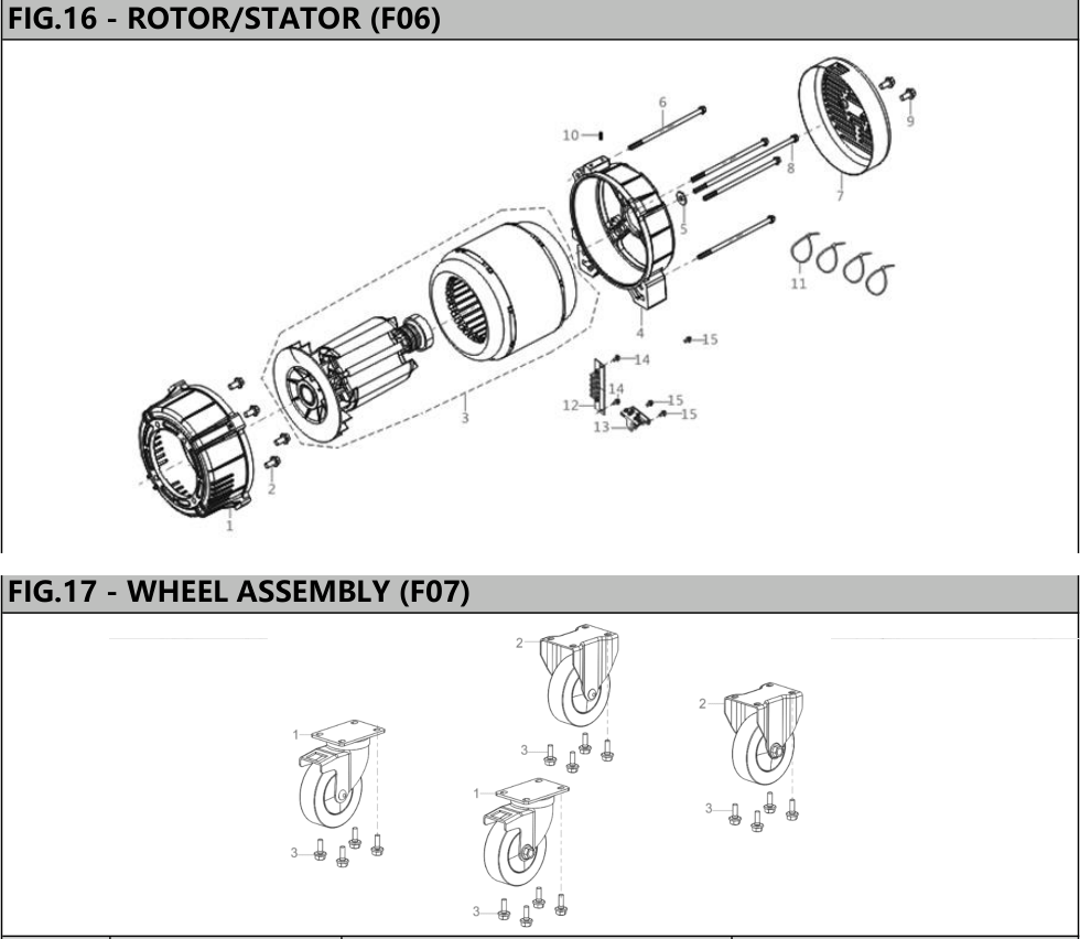 Hyundai HG10000E Rotor Stator and Wheel Assembly IPL diagram
