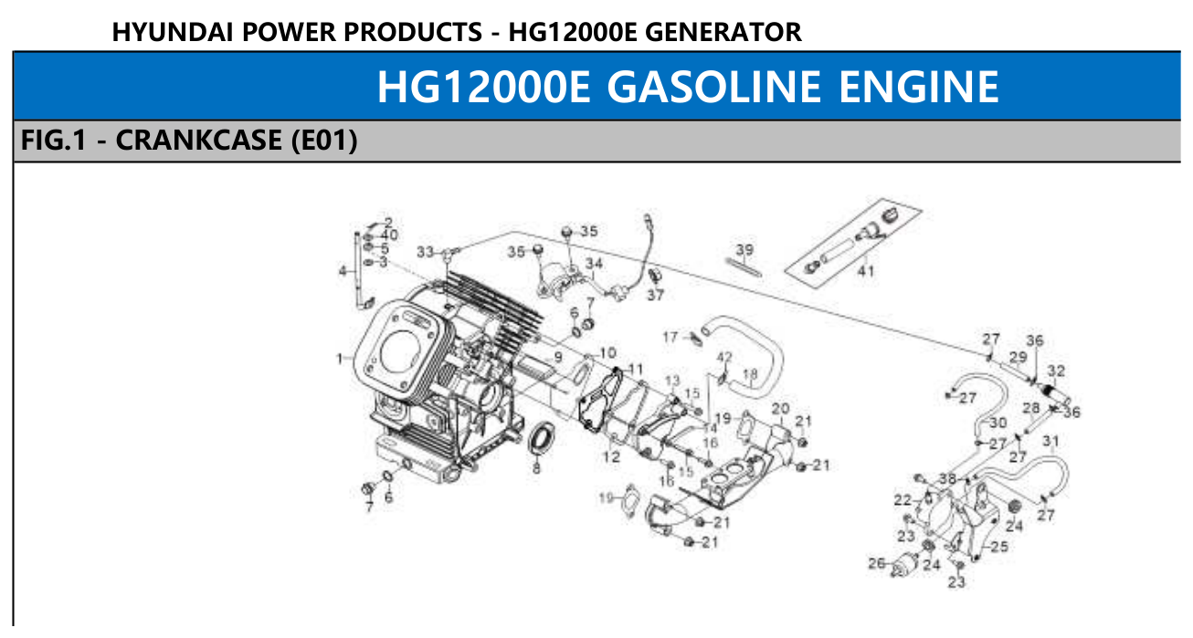Hyundai HG12000E Crankcase IPL diagram