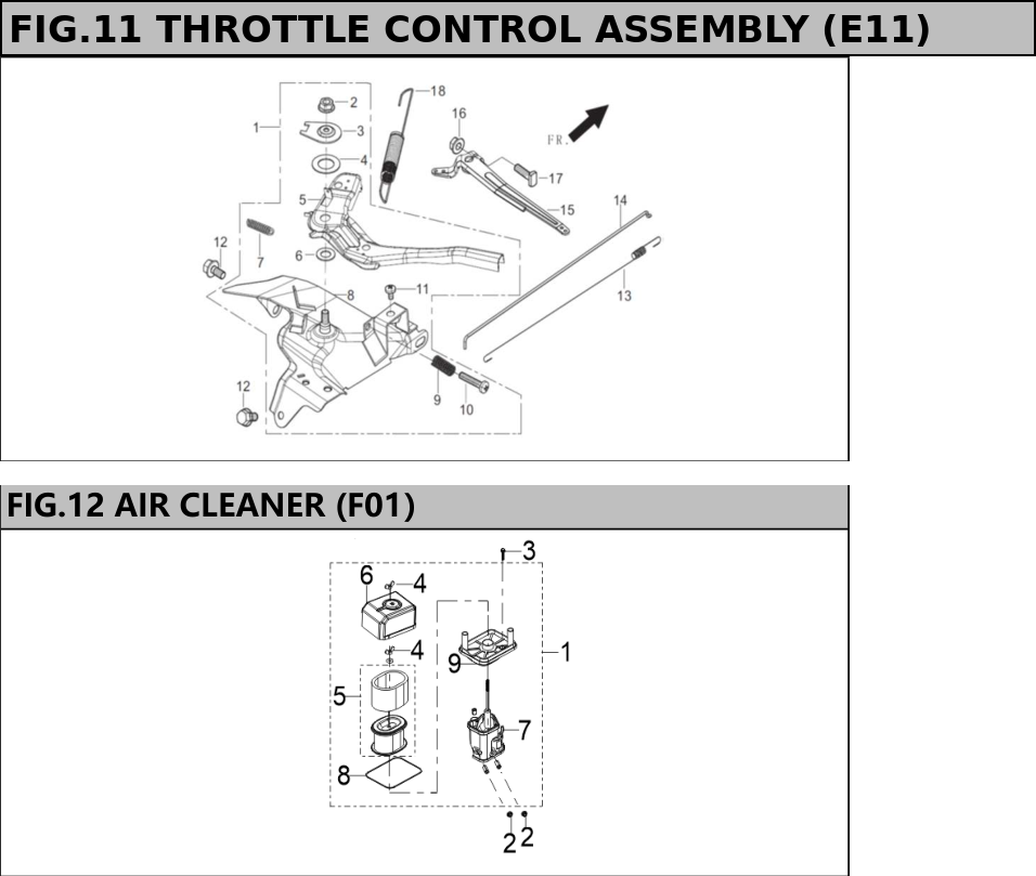 Hyundai HPW275 Throttle Control and Air Cleaner IPL diagram