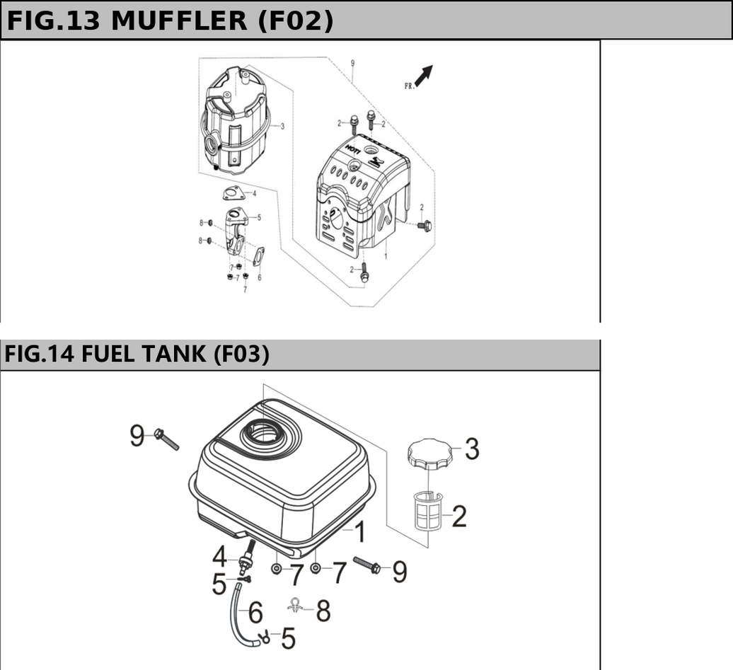 Hyundai HPW275 Muffler and Fuel Tank IPL diagram
