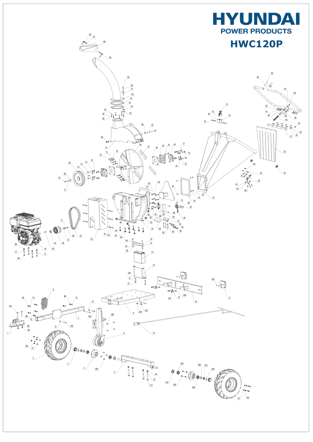 Hyundai HWC120P IPL exploded parts diagram