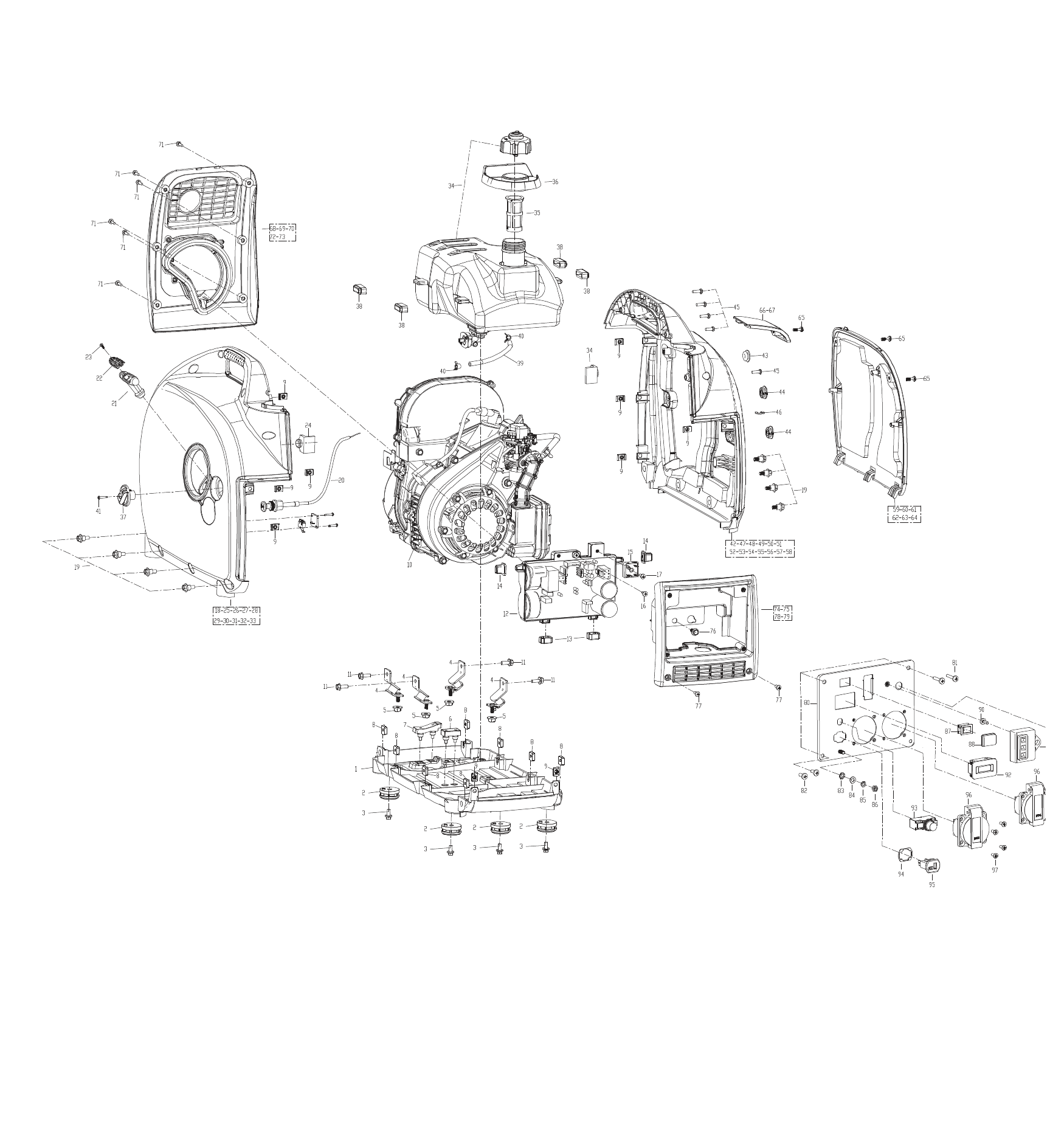Hyundai HY2200IS Body, Covers, Fuel Tank and Electrical Panel IPL diagram