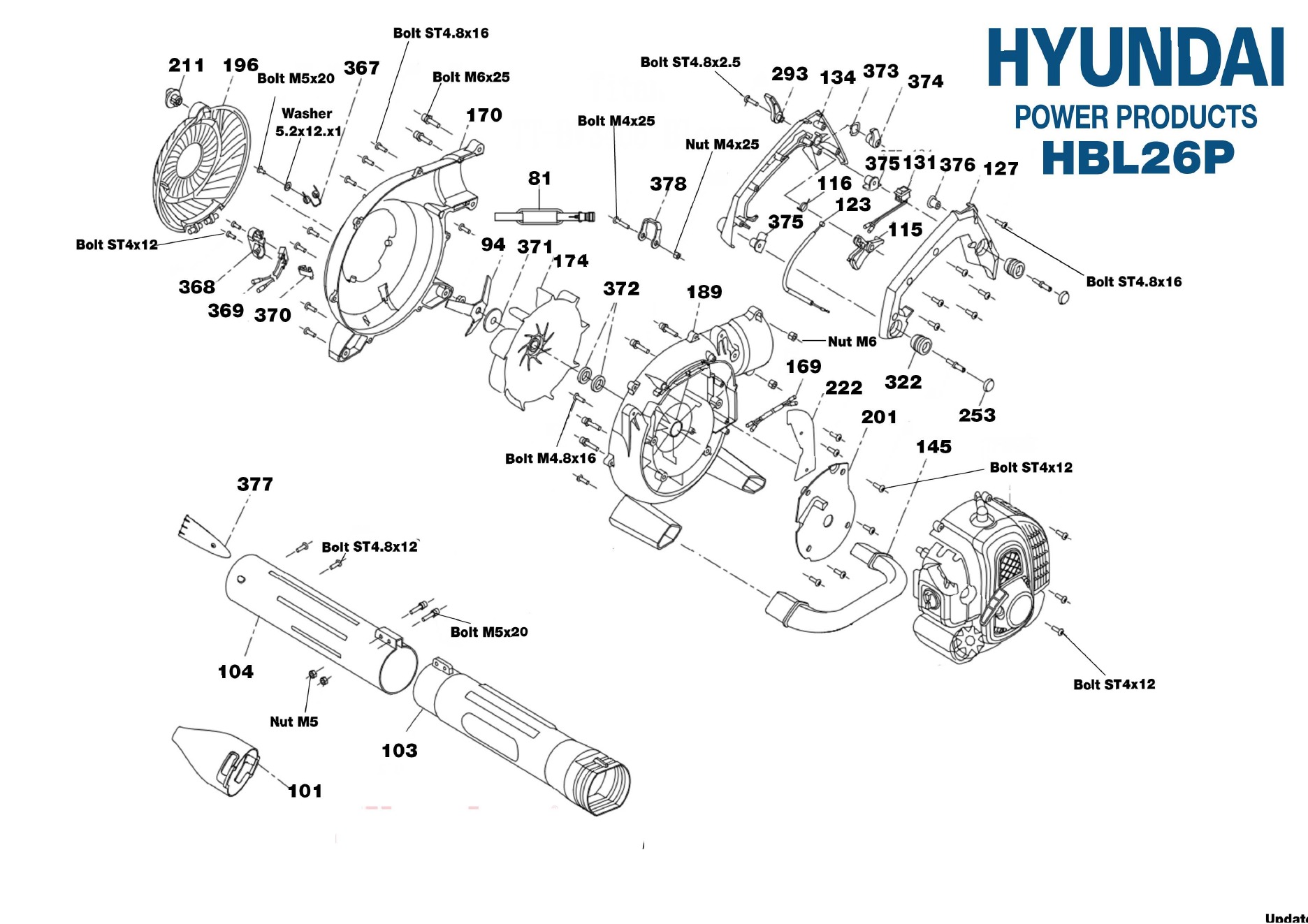 Hyundai HBL26P blower illustrated parts diagram page 2