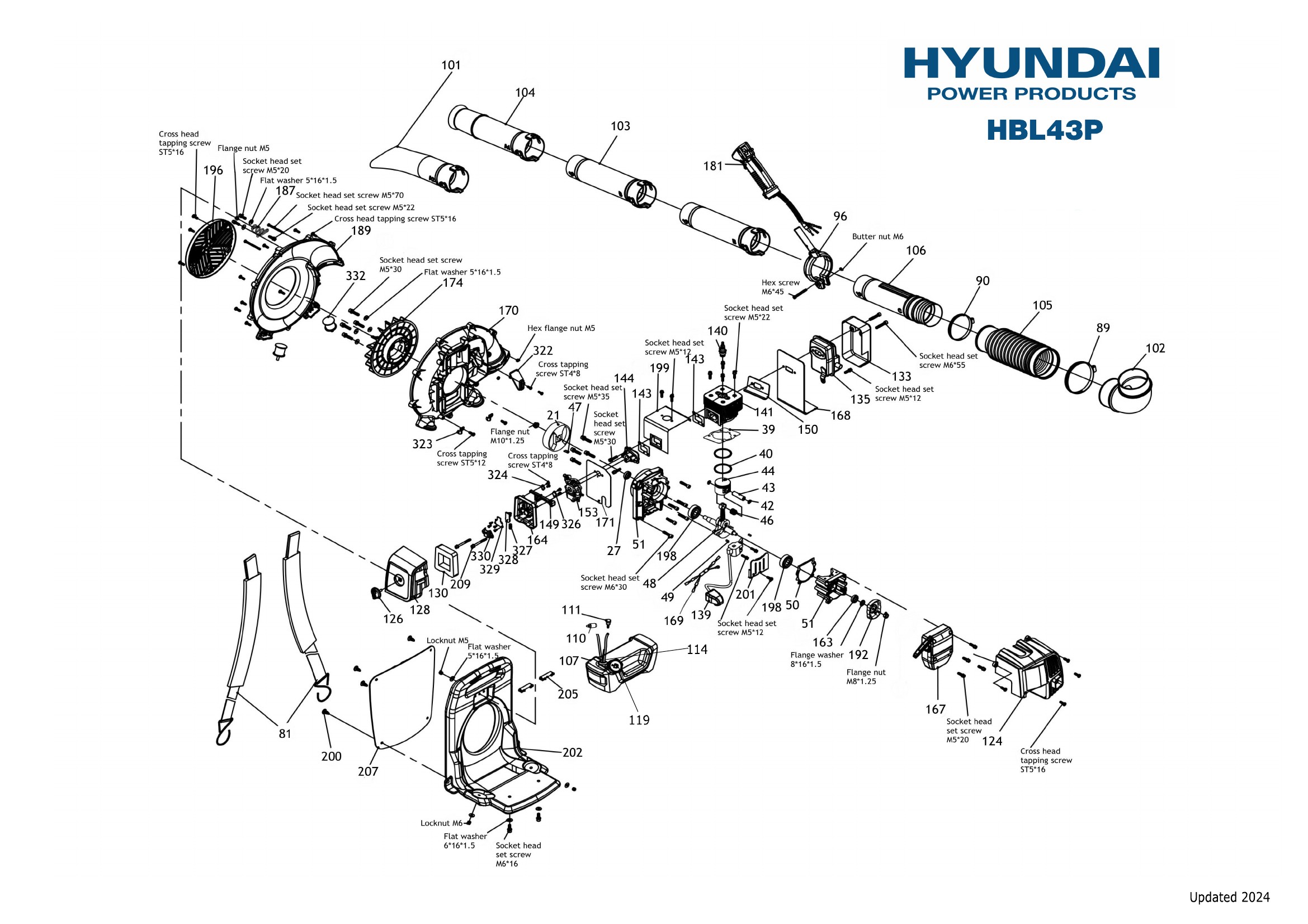 Hyundai HBL43P blower illustrated parts diagram