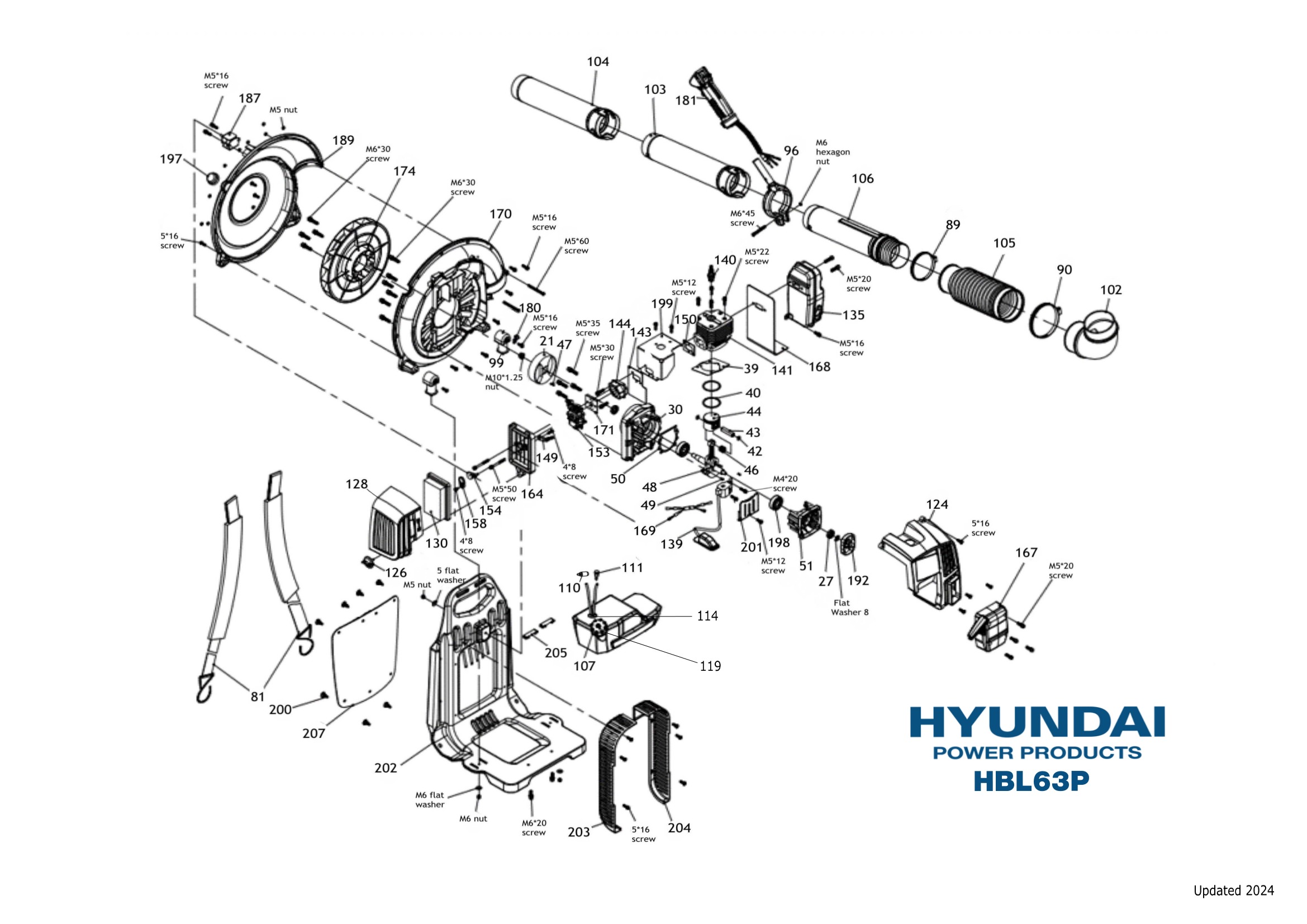 Hyundai HBL63P blower illustrated parts diagram